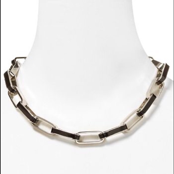 Marc by Marc Jacobs Turnlock Enamel Link Necklace black & silver, 18” - Picture 1 of 5